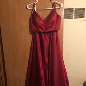 2 piece red prom dress